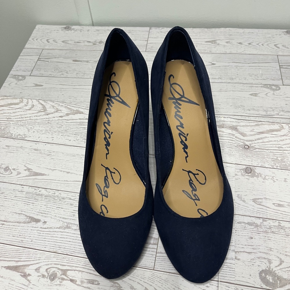 American Rag Felix Navy Blue Faux Suede Round Toe Pumps Heels AR AFELIX 7M - Picture 4 of 11